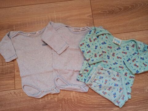 Lot de 2 bodis + ensemble chemise et slip 12 mois vintage Villiers (86)