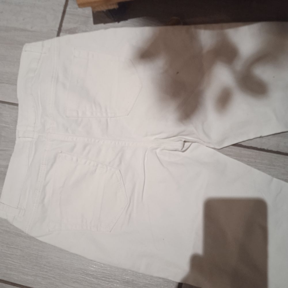 Pantalon toile blanc marque G&eacute;mo Taille 36 70 % coton 27% po Vêtements