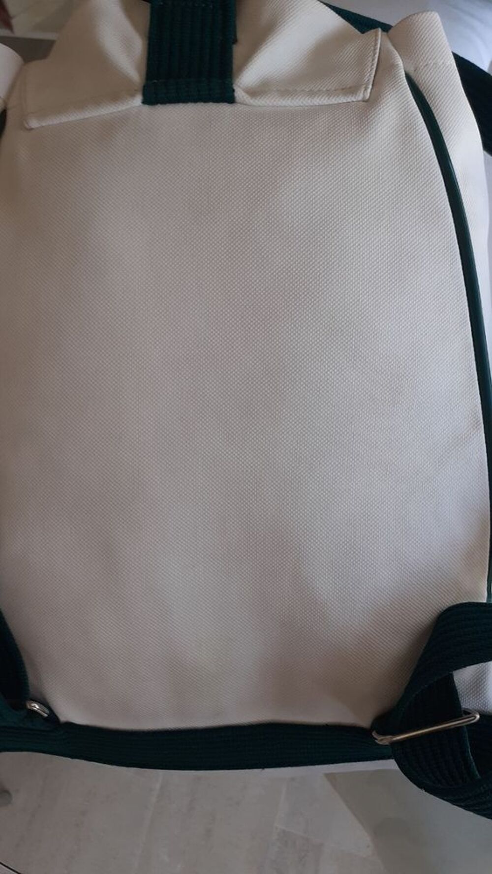 SAC A DOS "LACOSTE" Blanc/Vert TBE Maroquinerie