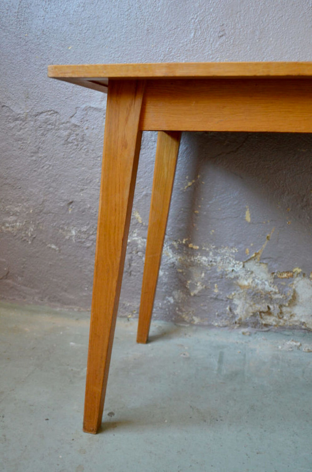 Table ou bureau vintage scandinave pieds compas ancien bois Meubles