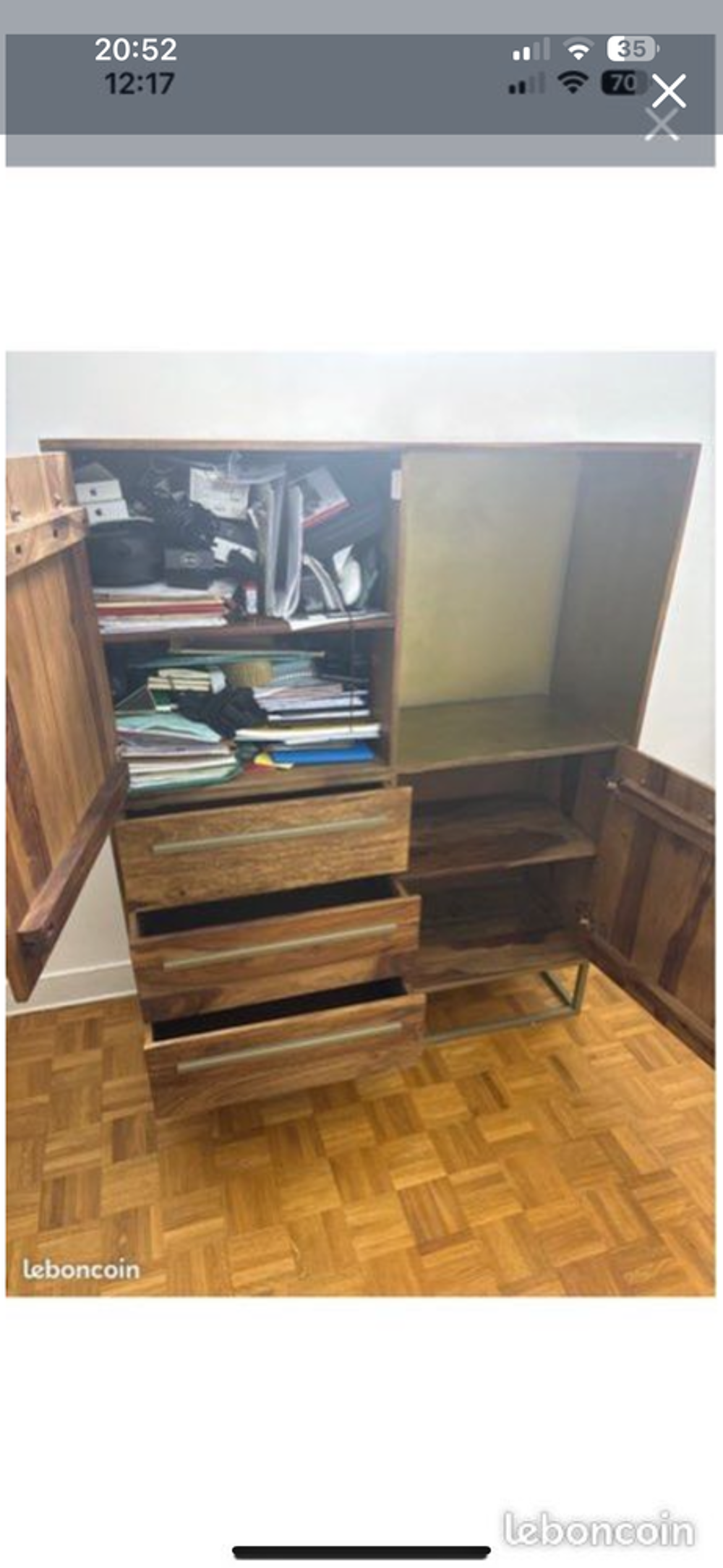 Buffet haut en bois de rose massif ou bois palissandre Meubles