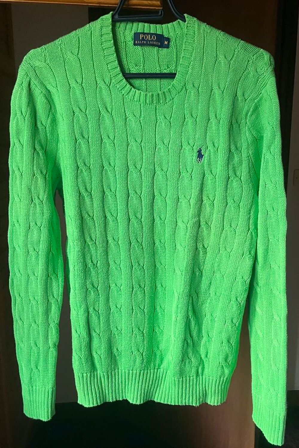 Pull Ralph Lauren - coton torsad&eacute; - Vert Vtements