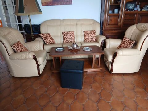 Canapé convertible+2 fauteuils en cuir veritable 350 Béziers (34)