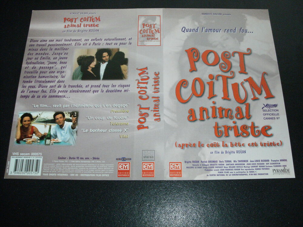 Film : " Post coitum animal triste " DVD et blu-ray