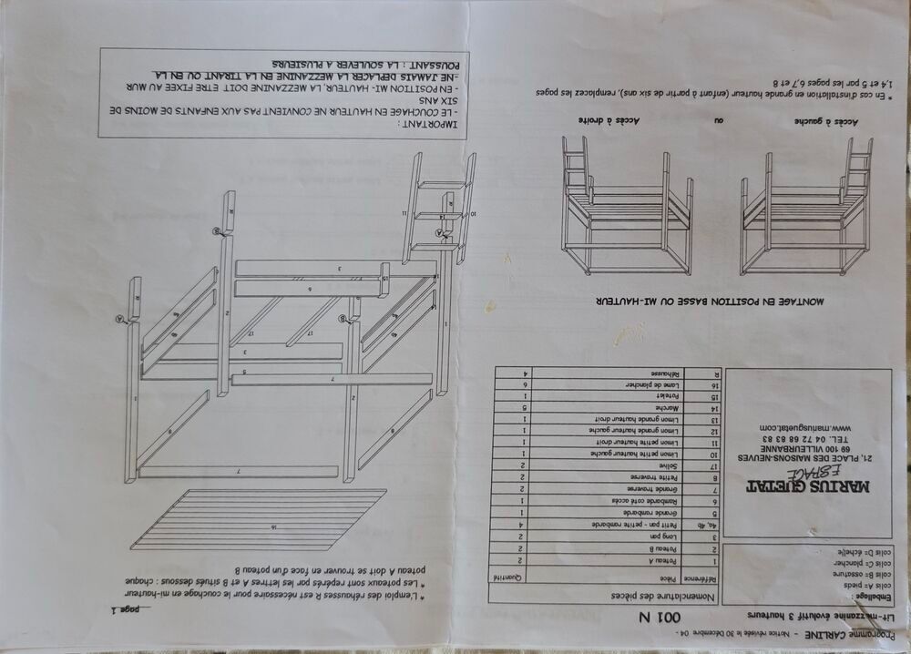 Lit &eacute;volutif en hauteur jusqu'&agrave; la mezzanine avec bureau Mobilier enfants