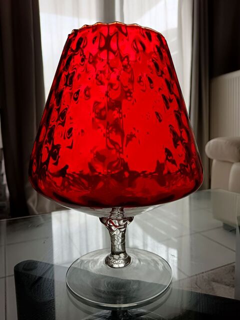 Magnifique verre vase rouge - Verrerie Italienne 53 Habsheim (68)