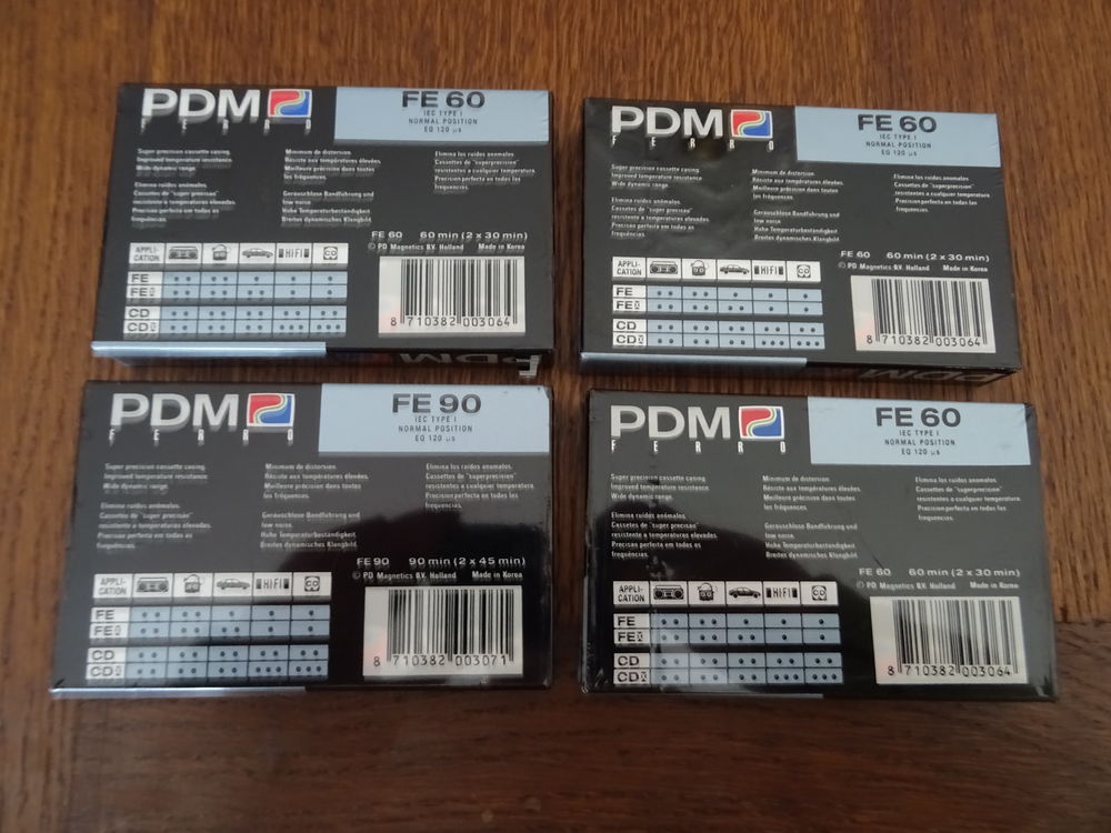 4 cassettes audio vierges neuves sous blister PDM 60 CD et vinyles