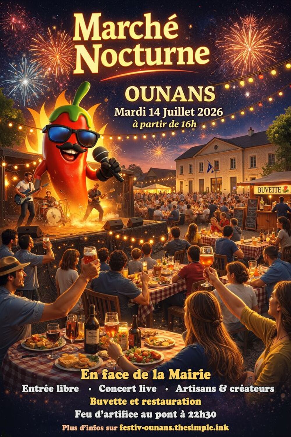 March&eacute; Nocturne le 14 juillet &agrave; Ounans Vide grenier, marché aux puces, braderie
