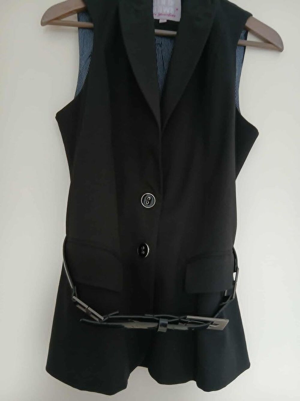  Veste spencer 3/4 noire Jennifer neuve + ceinture N&deg; 1418 Vtements