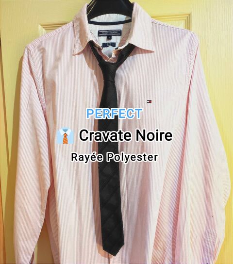 Cravate Noire Raye Polyester 3 Bessenay (69)
