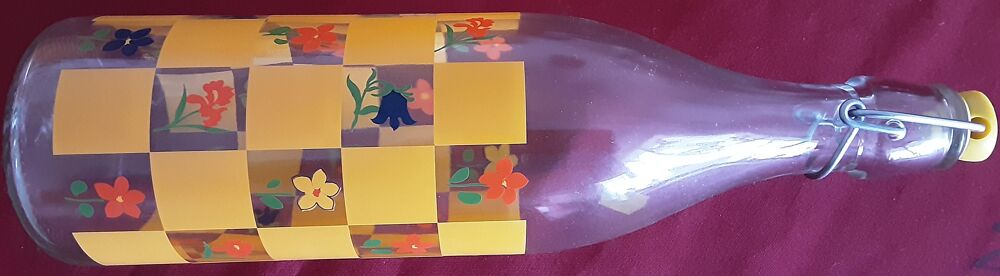 bouteille &agrave; fermeture/bouchon m&eacute;canique d&eacute;cor petites fleurs Décoration