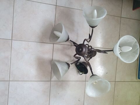 Lustre 5 branches style pte de verre blanc 50 Lay-Saint-Christophe (54)