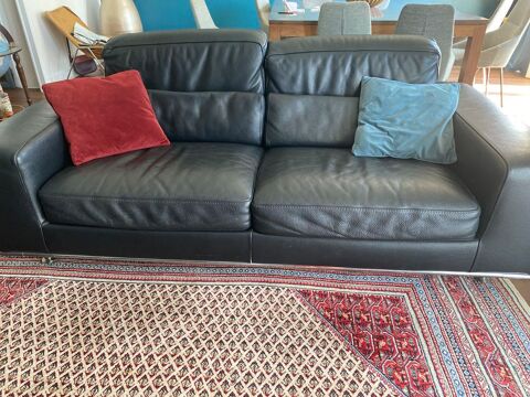 2 canap�s 4 places cuir �pais noir en excellent �tat 550 Marseille 8 (13)