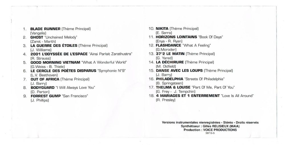 GENERATION SYNTHETISEUR -CD- LES PLUS BEAUX THEMES DU CINEMA CD et vinyles
