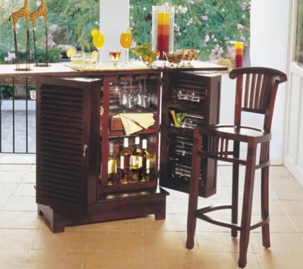 bar et 4 chaises bar en bois mahogany massif TBE Meubles
