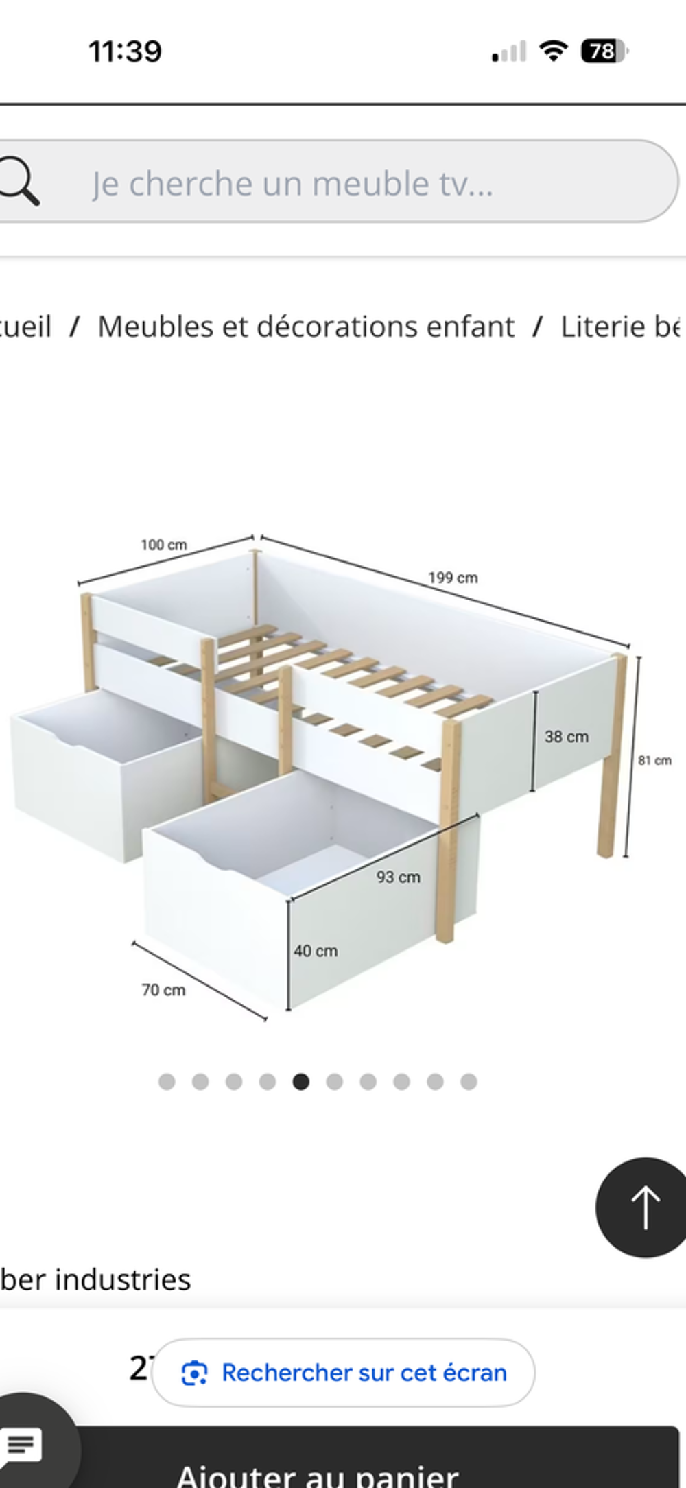 Lit mi-hauteur 90x190 Meubles