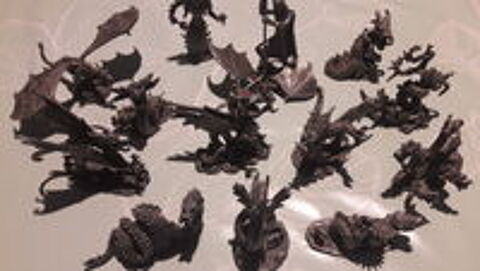   13 STATUES DE DRAGONS ETAING + 1 EN RESINE NOIRE 