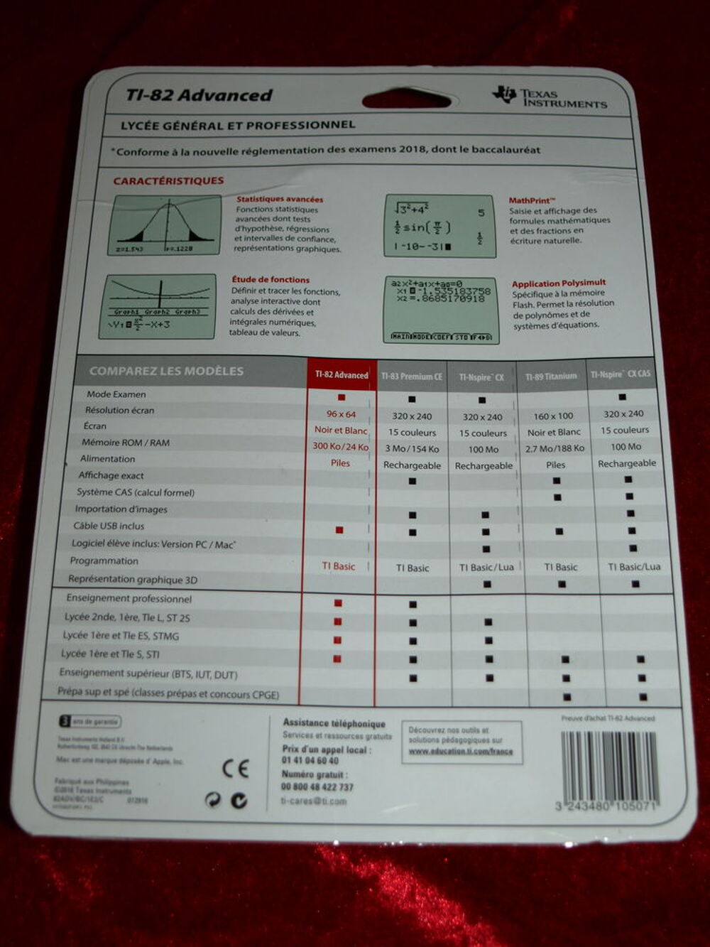 Calculatrice Neuve Texas Instruments TI-82 Advanced Matériel informatique