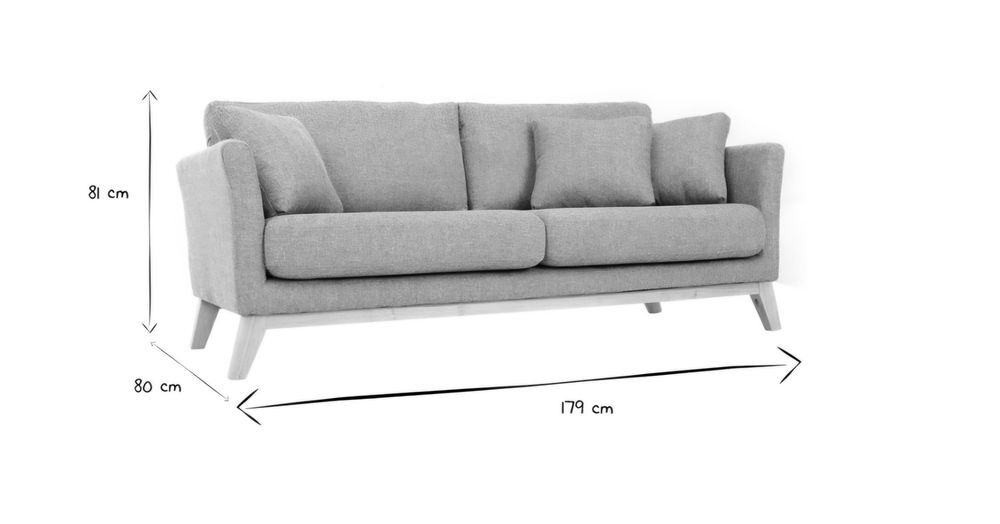 Canap&eacute; scandinave tissu gris 3 places Miliboo Oslo Meubles