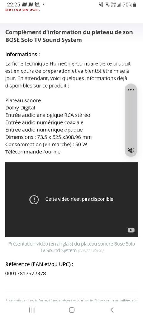 Barre de son Bose TV SOLO 105 Marseille 8 (13)