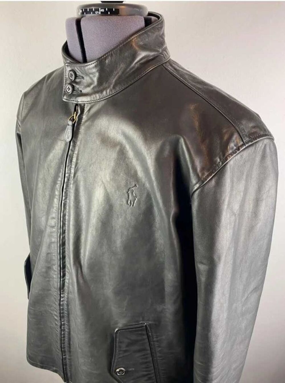 Veste en cuir Ralph Lauren noire pour homme taille S, neuve et d'origine Vêtements
