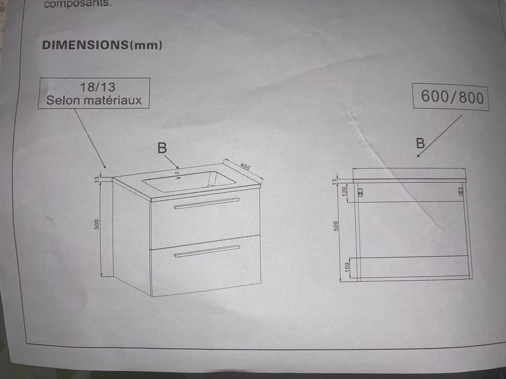 Meuble de salle de bain suspendu
FOKUS 2 - 60 cm - neuf Meubles