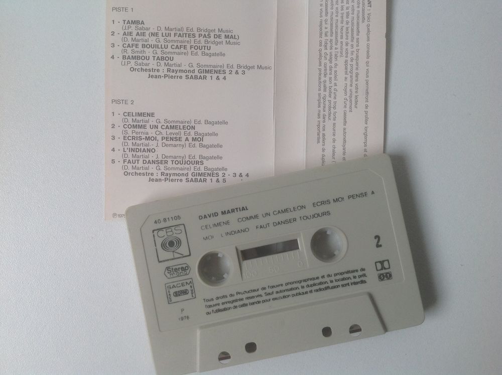 DAVID MARTIAL CELIMENE etc K7 AUDIO Envoi Possible
CD et vinyles