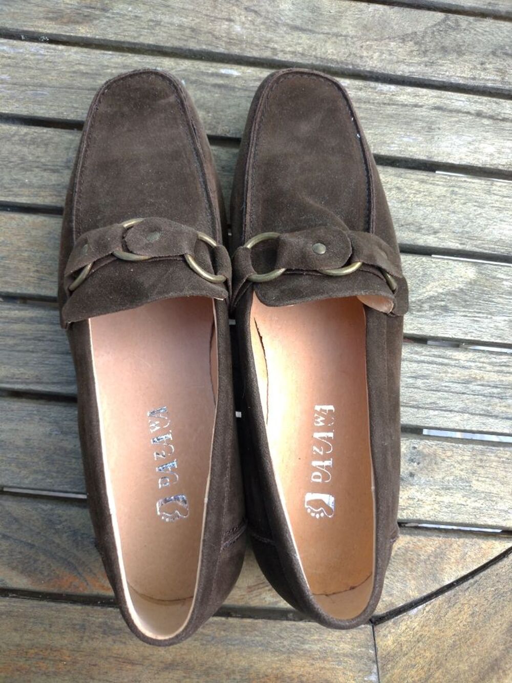 Mocassins Femme T39 daim marron fonc&eacute; Chaussures
