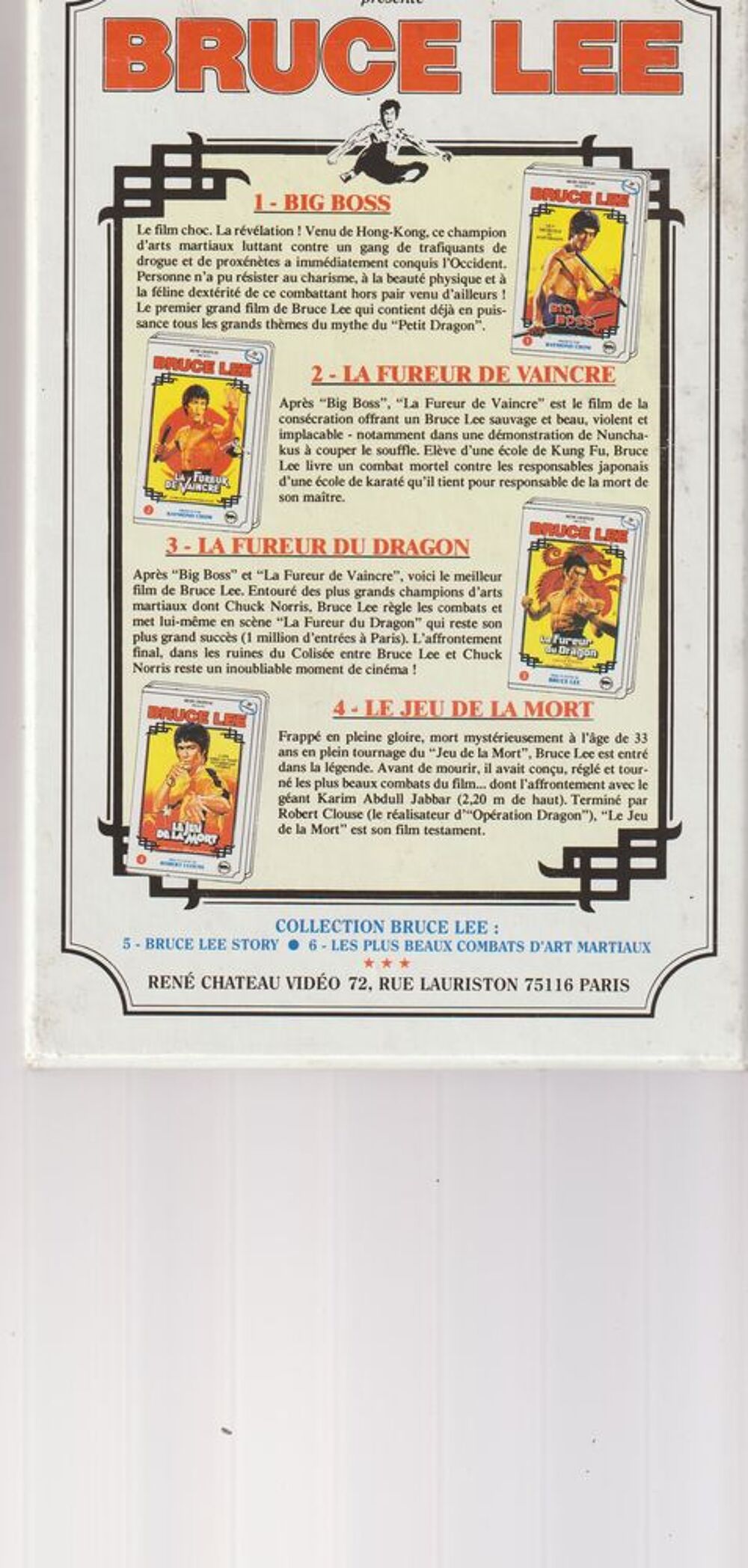 COFFRET VHS BRUCE LEE DVD et blu-ray