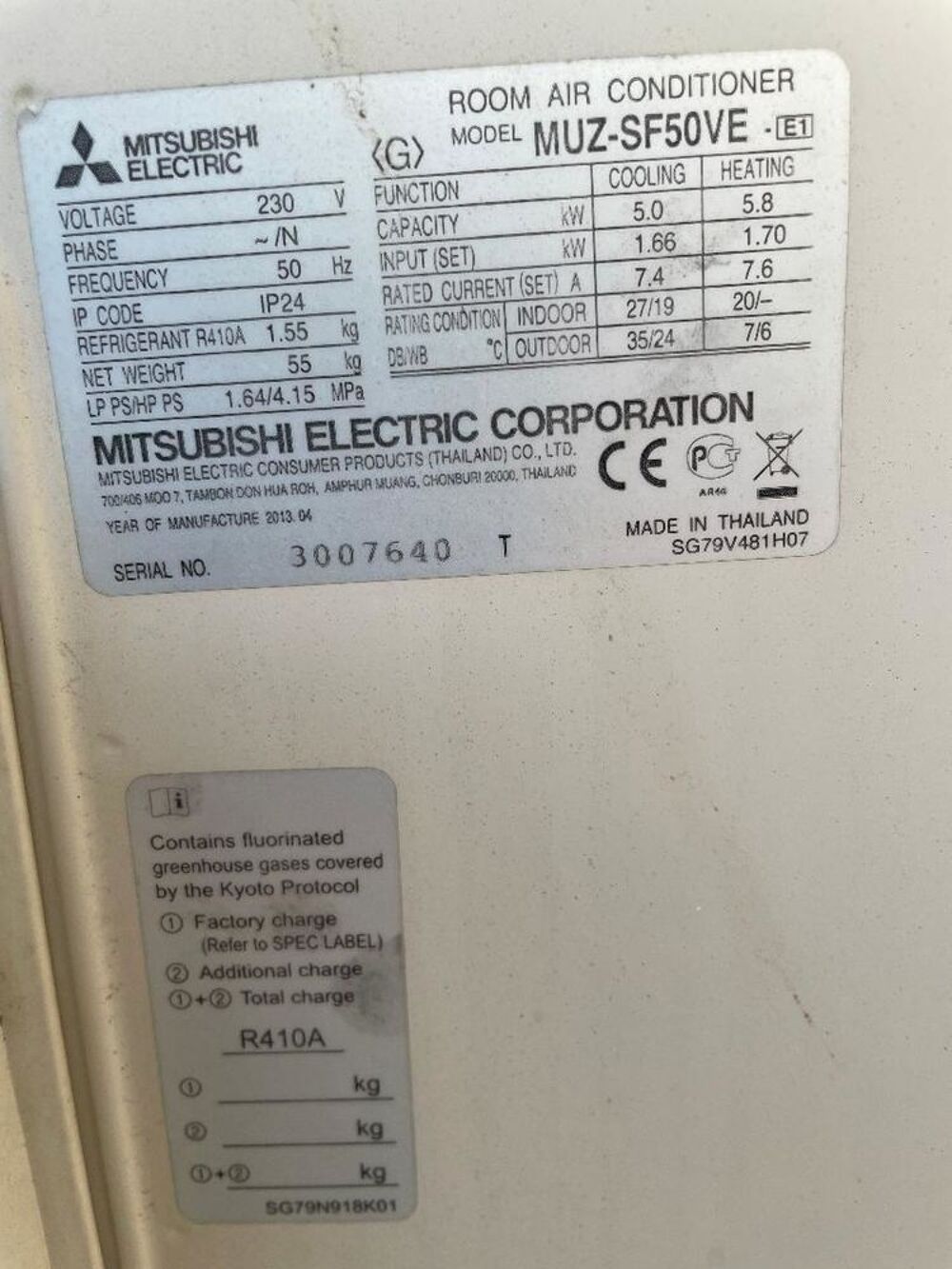 climatiseur r&eacute;versible 5kw Mitsubishi Bricolage