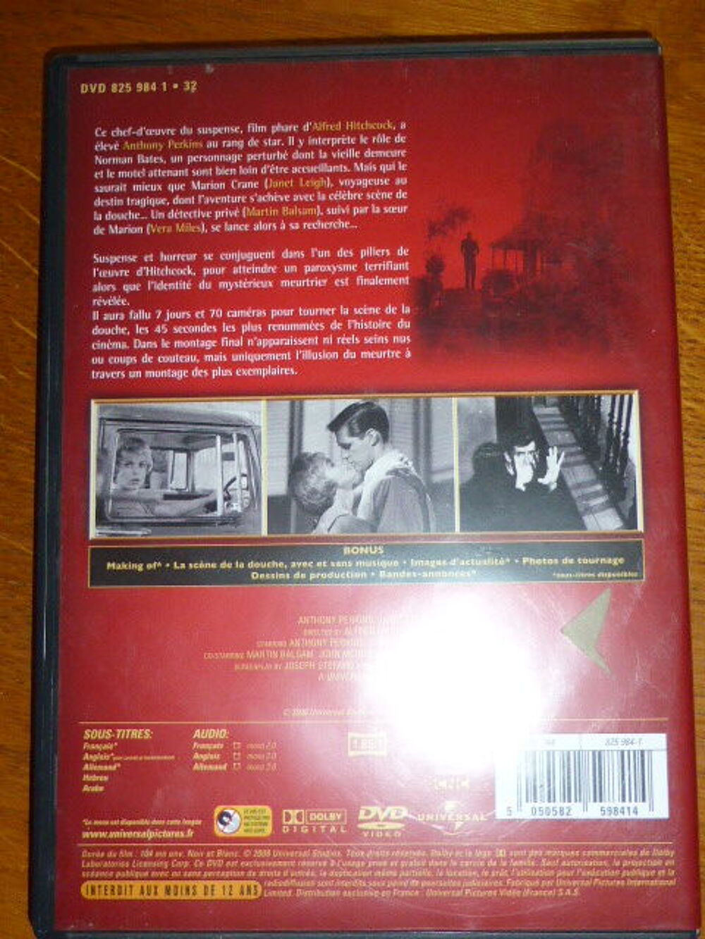 Psychose Alfred Hitchcock DVD et blu-ray