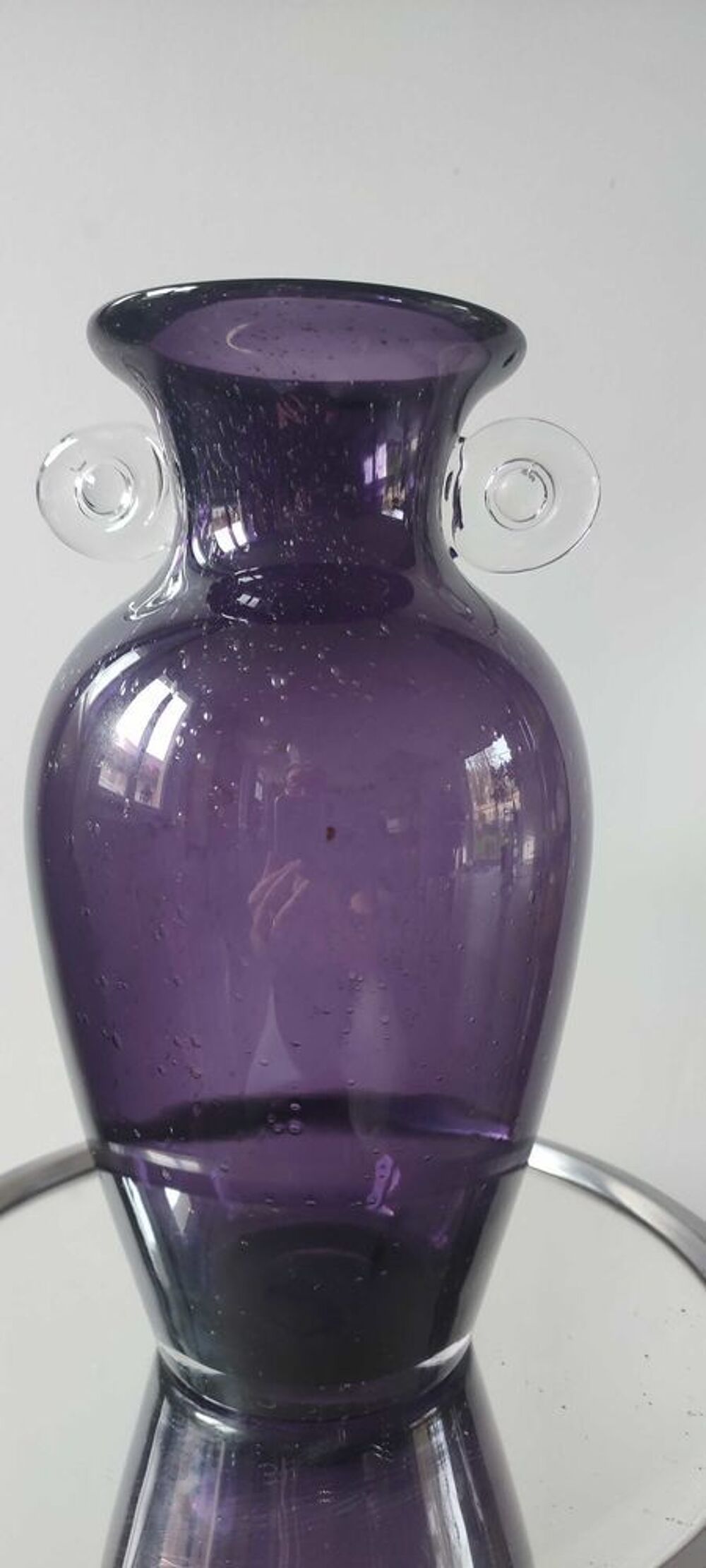 Vase italien vintage en verre d'art souffl&eacute; 