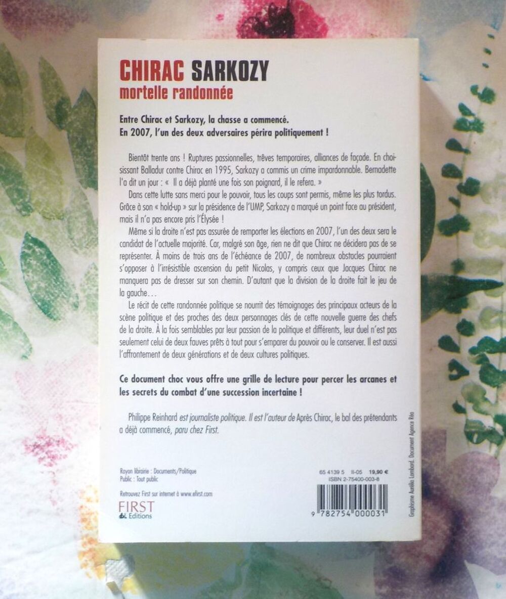 CHIRAC SARKOZY MORTELLE RANDONNEE par Philippe REINHARD Livres et BD