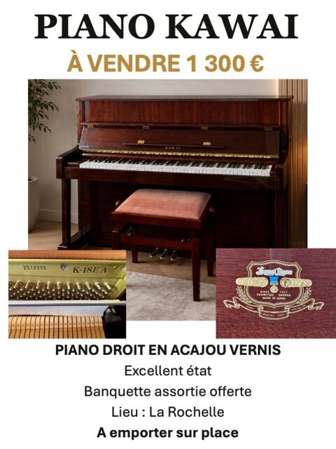 PIANO DROIT KAWAI en acajou en parfait état 
La Rochelle (17)