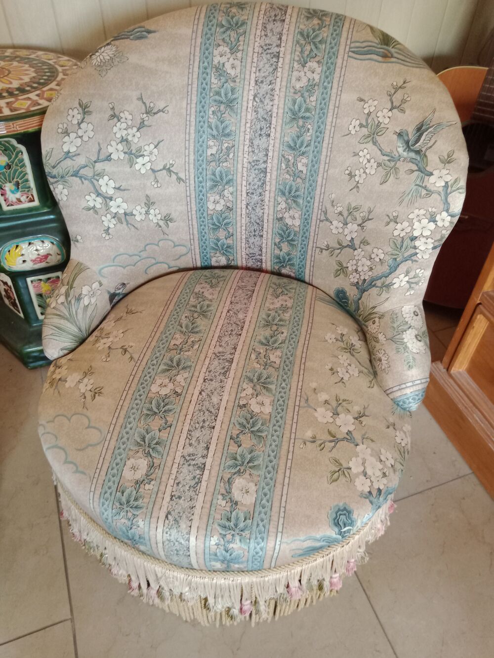 Fauteuil Vintage &agrave; Motifs Floraux Meubles