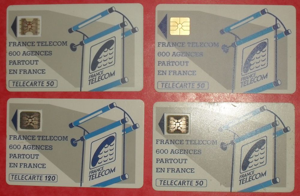 Lot de 4 Cartes t&eacute;l&eacute;phoniques tr&egrave;s anciennes 