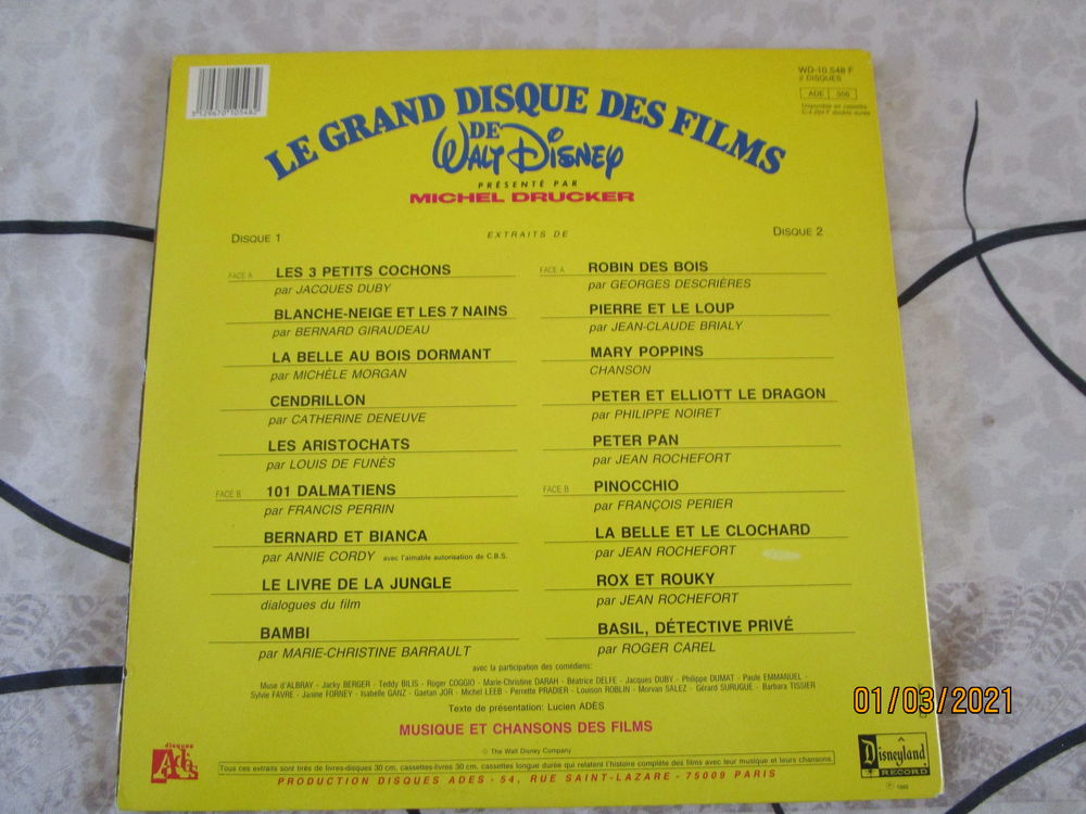 le grand disque des films de WALT DISNEY Audio et hifi