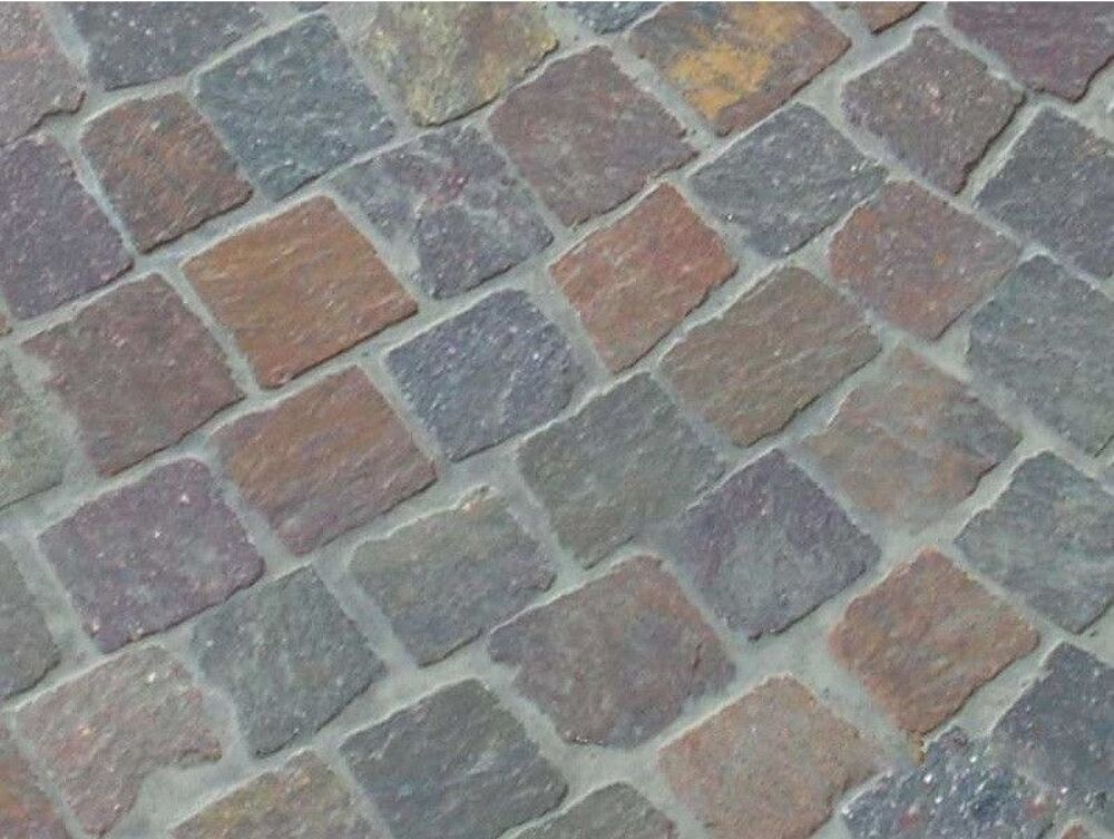 20 M2 Paves granit panache gris rouge amenagement jardin bri Jardin