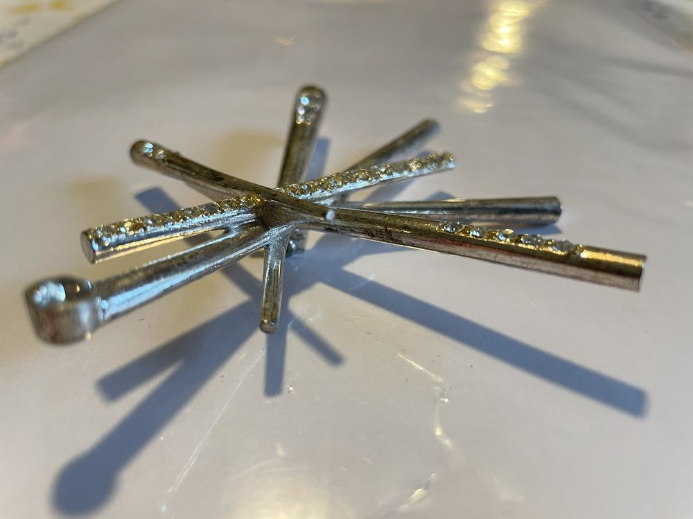 Broche barrettes argent&eacute; strass ANTIGONA Bijoux et montres