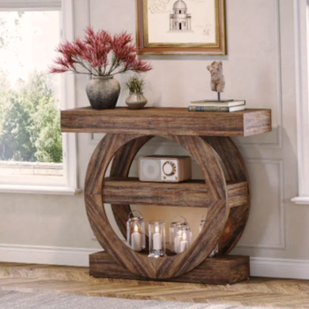 Console cercle en bois ? Design sculptural &amp; effet naturel Meubles