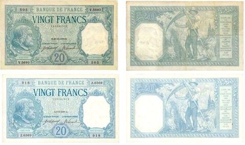F 11 RARE LOT DE 2 BILLETS 20 F BAYARD 375 Raismes (59)