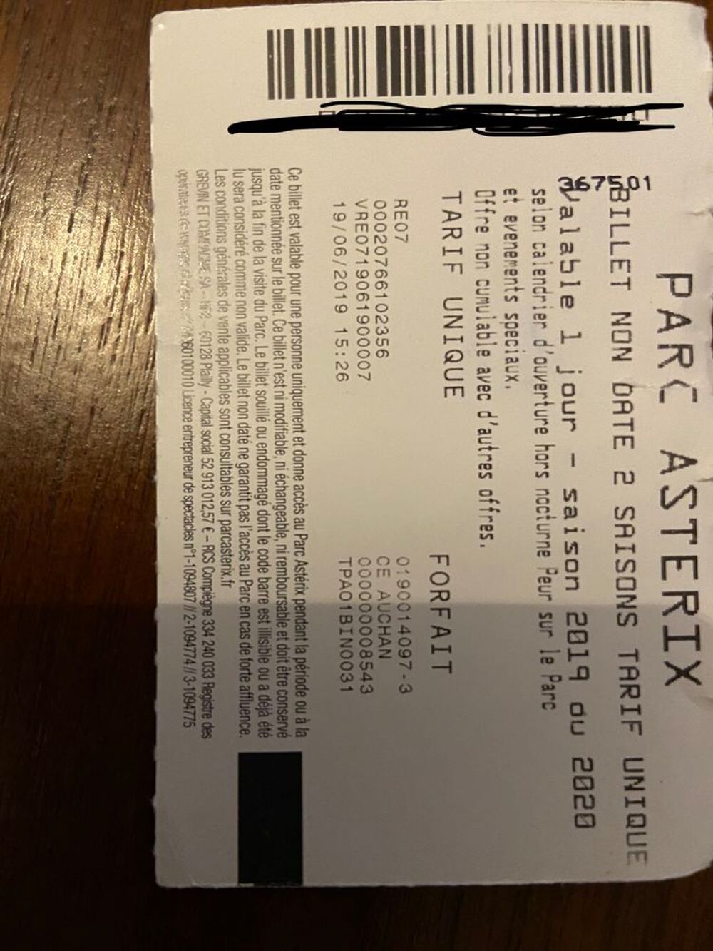 billet 1 place parc Ast&eacute;rix Billetterie