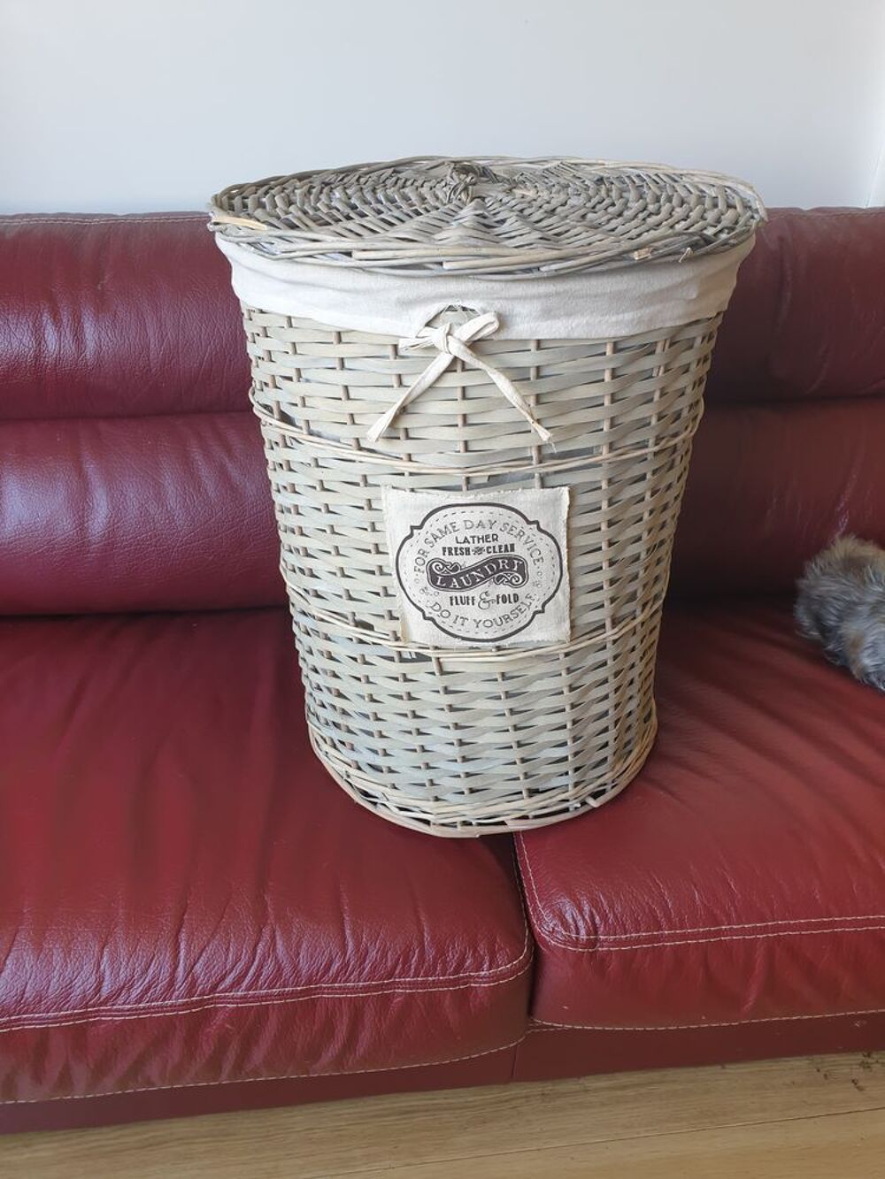 Grand panier a linge beige Meubles