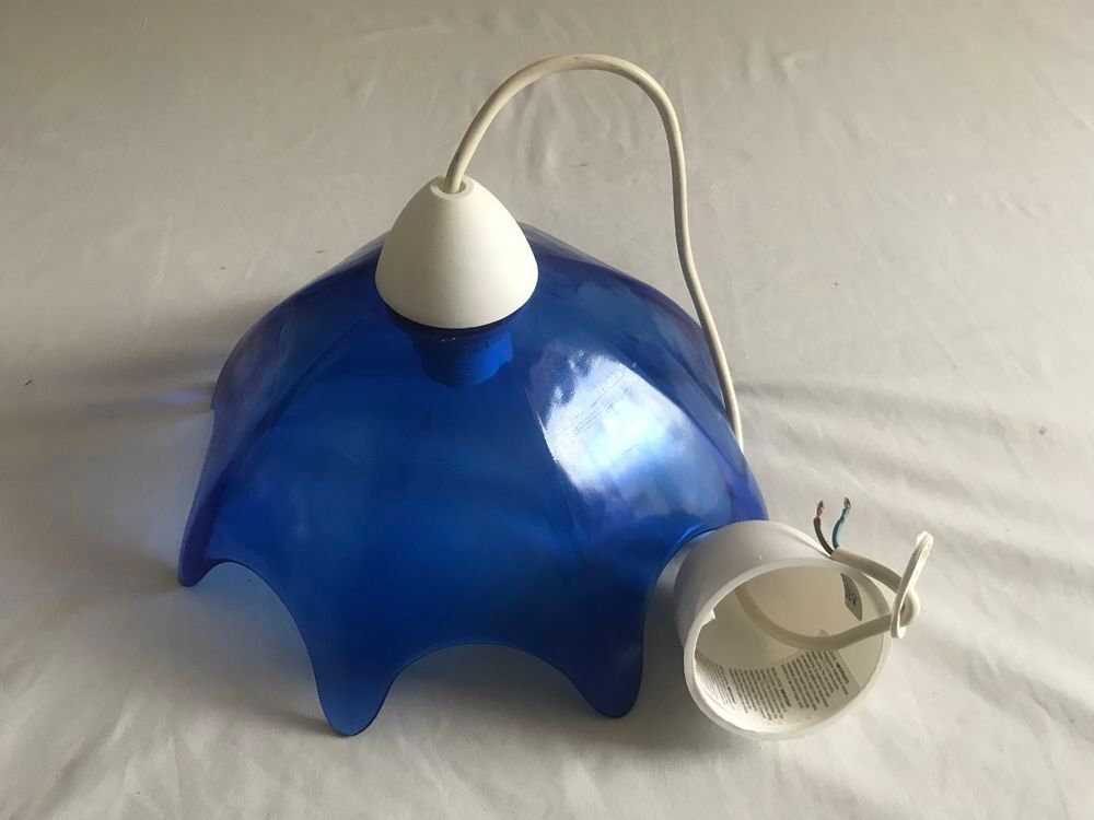 Lustre cloche en verre bleu Décoration