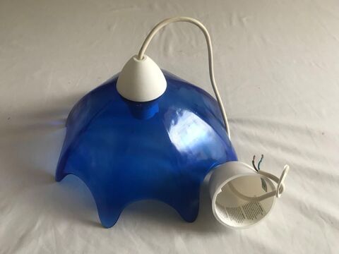 Lustre cloche en verre bleu 10 Agde (34)