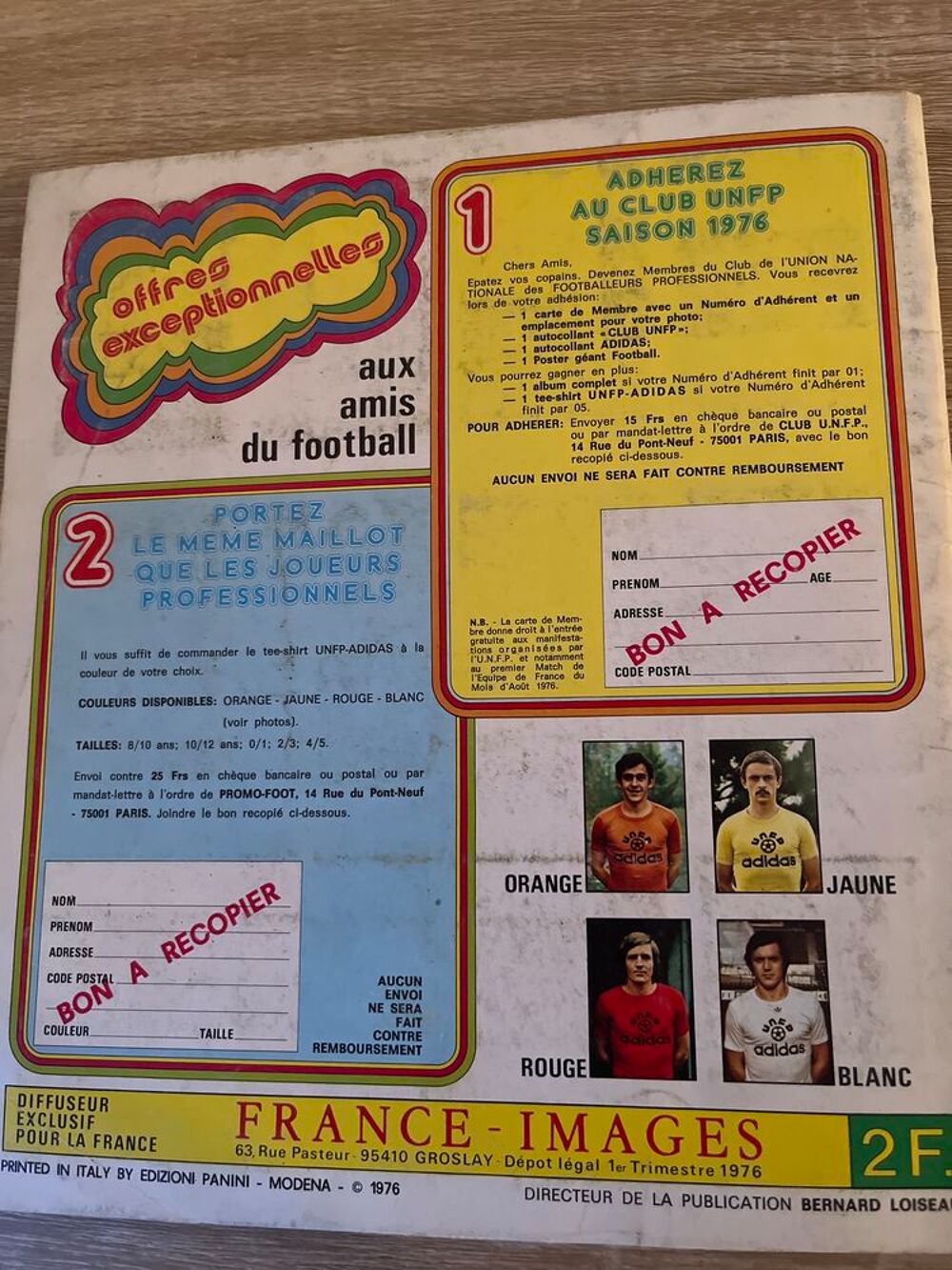 Panini album autocollants football 1976
