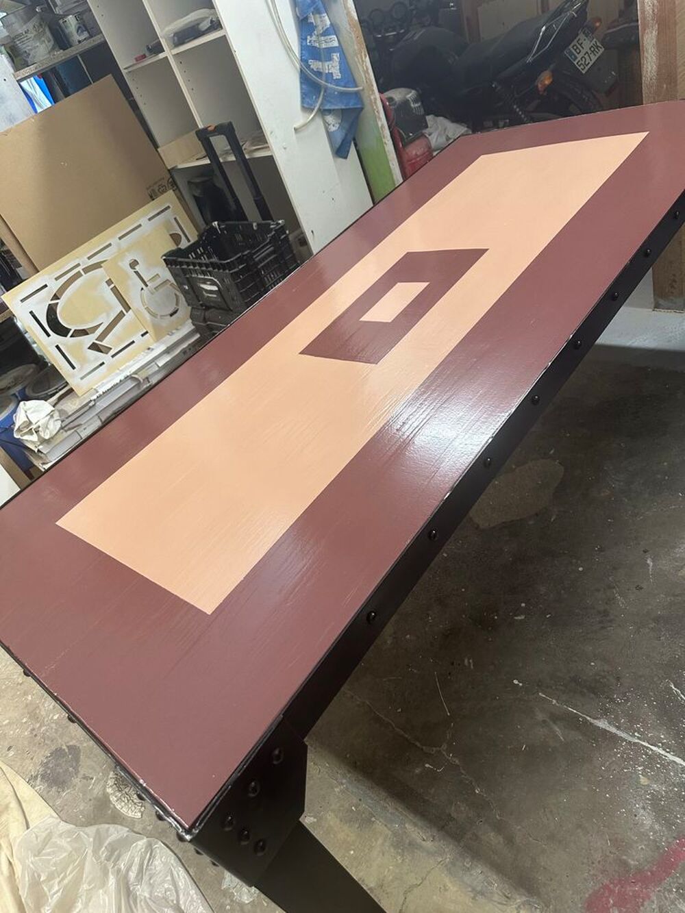 table encadrement Ferronerie et plateau bois massif 90x200 Meubles