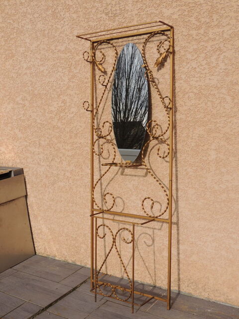 Porte manteau parapluie mural fer forg miroir ovale 10 Quingey (25)