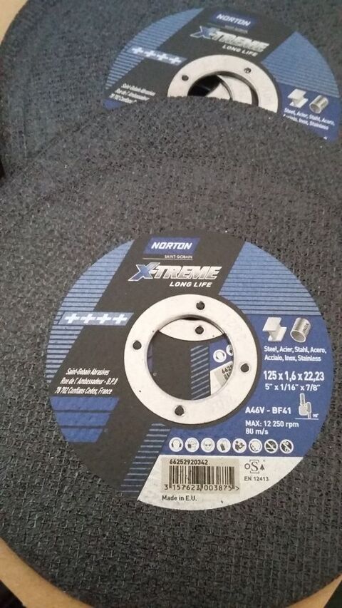 25  Disques a trononner couper le mtal et inox 125 MM FIN 1.6MM NORTON X-TREM 25 Lens (62)