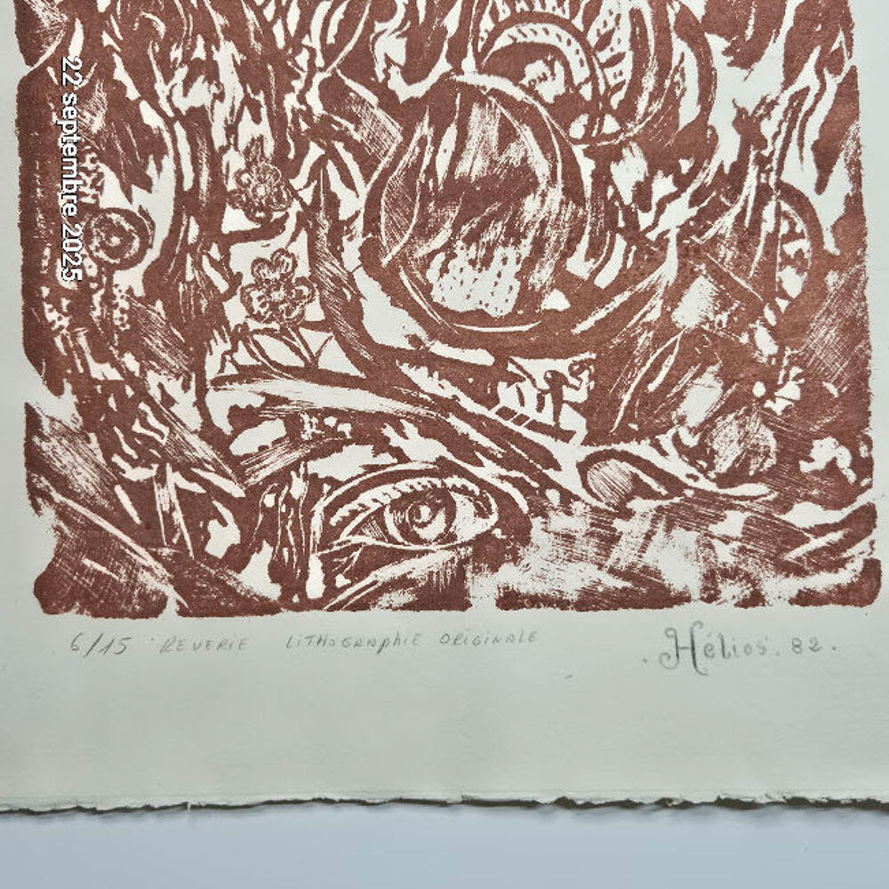 Lithographie originale H&eacute;lios 82, r&ecirc;verie 6/15 sur papier Ar 